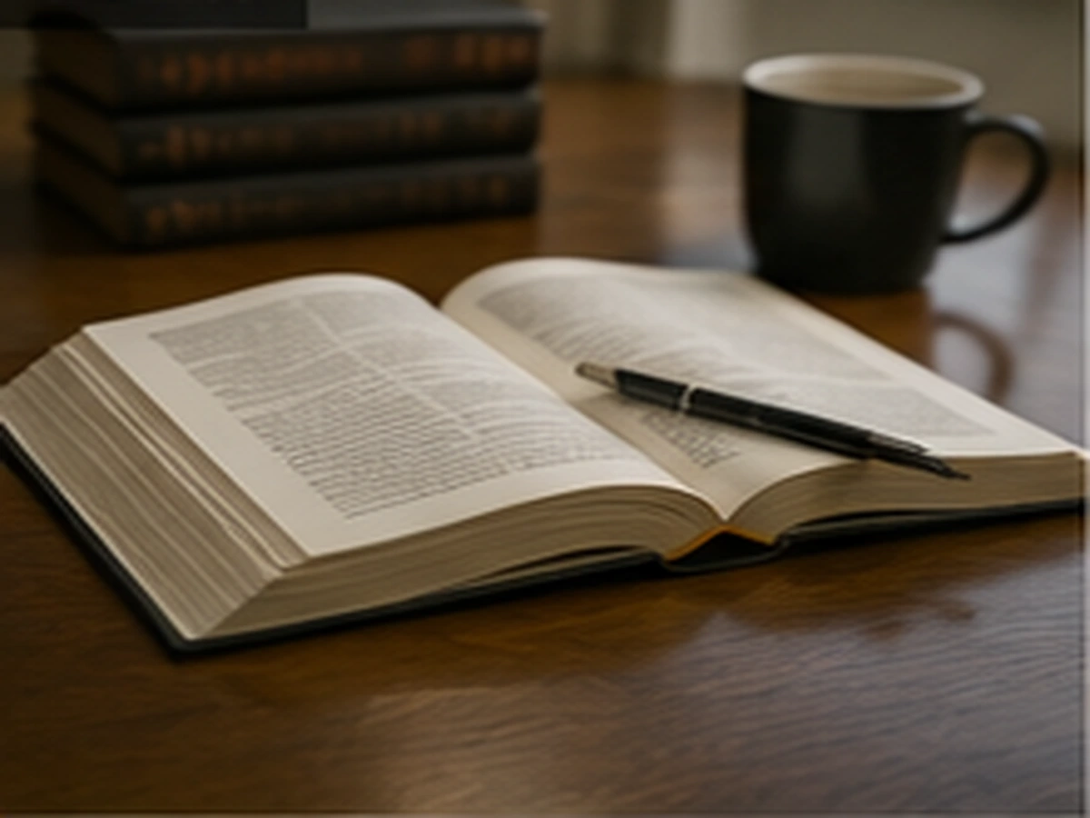 Juristische Fachliteratur auf einem Schreibtisch